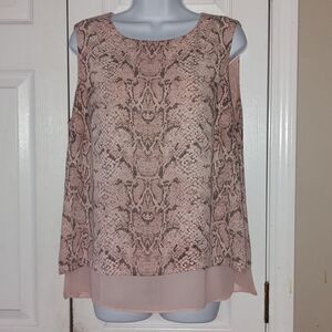 Rose + Olive  pink snakeskin print sleeveless blouse  Sz XL